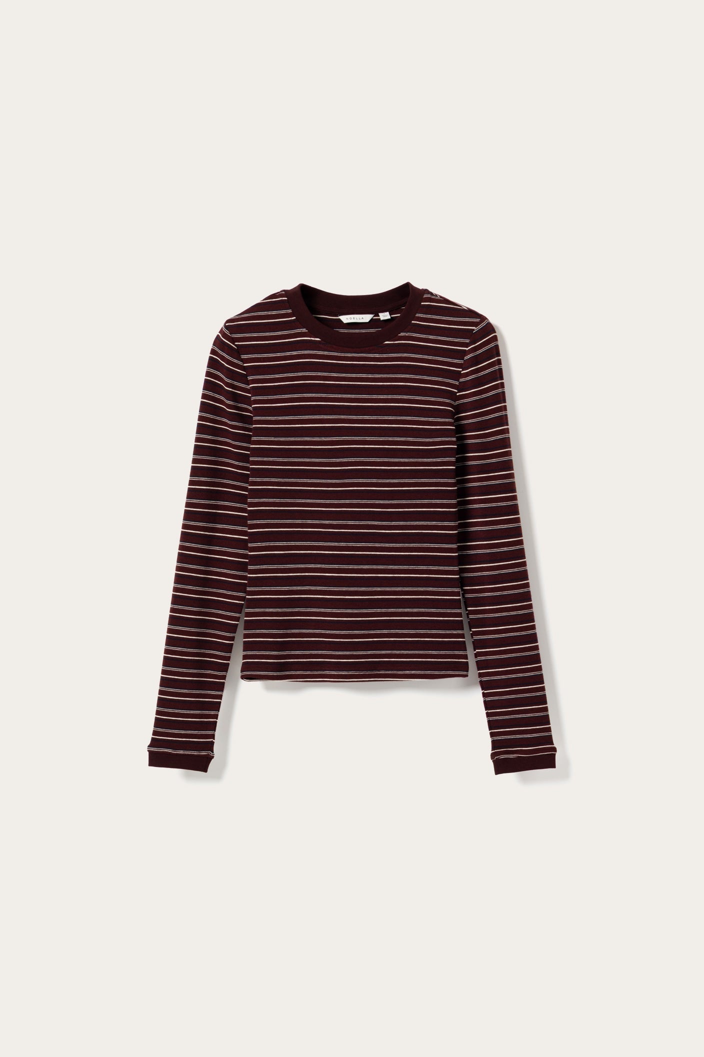 N-Mykel LS Top Dizzy Burgundy Stripe