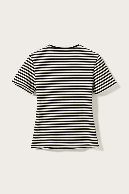 Lizzy Top Ivory Black Stripe