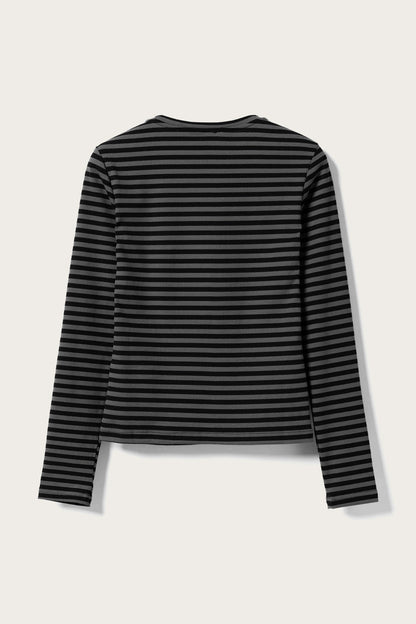 Luana Top Charcoal Mel. Black Stripe