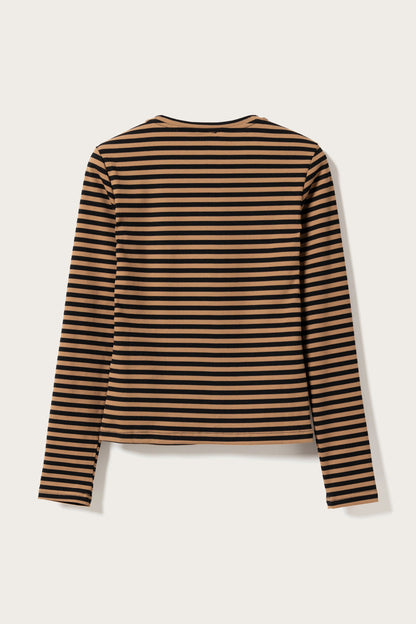 Luana Top Dark Sand Black Stripe