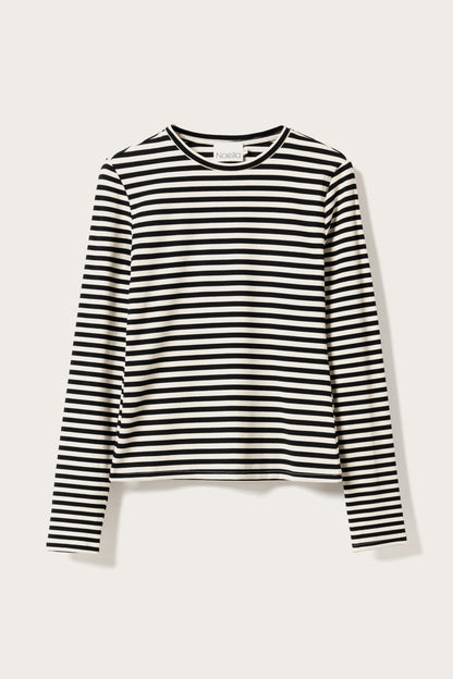 Luana Top Ivory Black Stripe