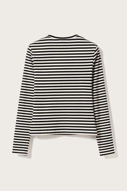 Luana Top Ivory Black Stripe