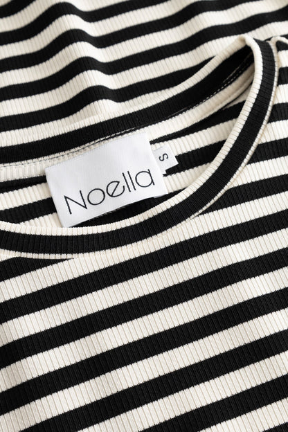 Luana Top Ivory Black Stripe