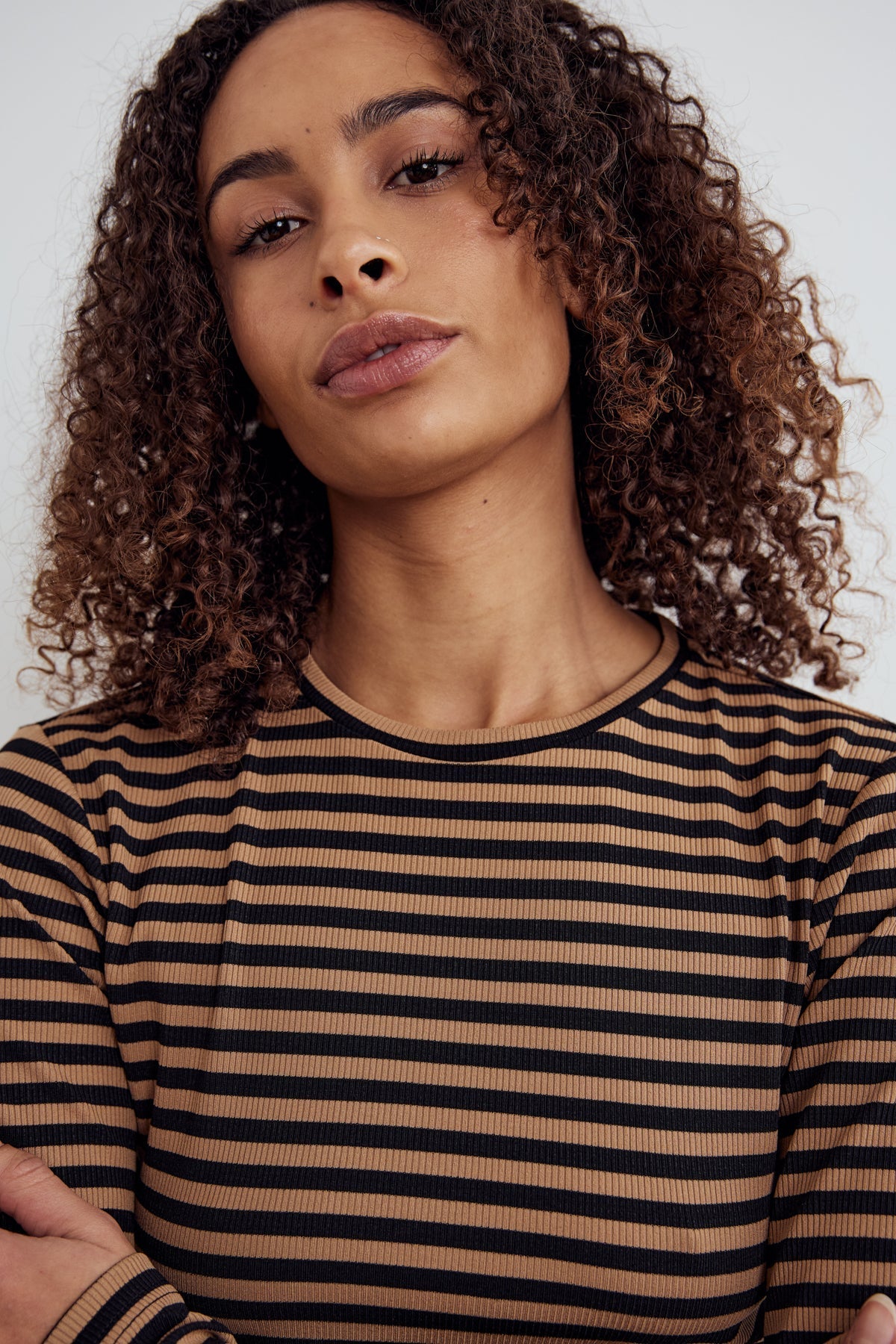 Luana Top Dark Sand Black Stripe