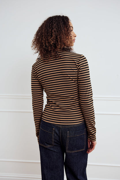 Luana Top Dark Sand Black Stripe
