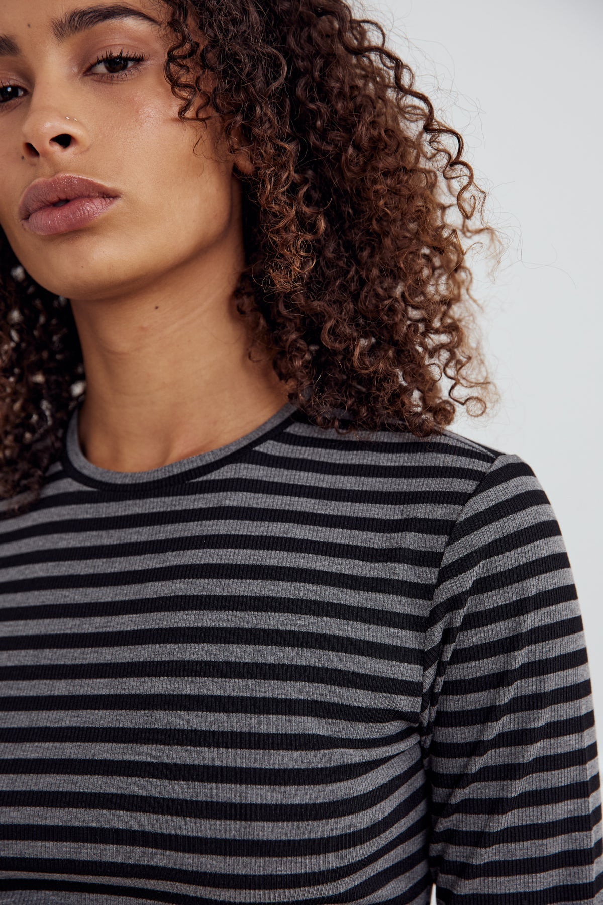 Luana Top Charcoal Mel. Black Stripe