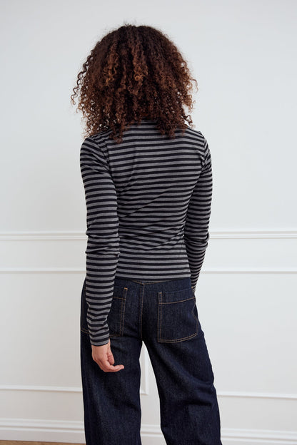 Luana Top Charcoal Mel. Black Stripe