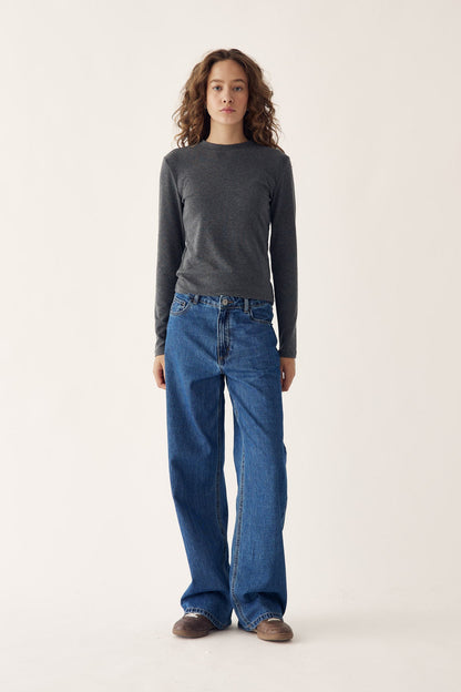 Lidie LS Top Dark Grey Melange