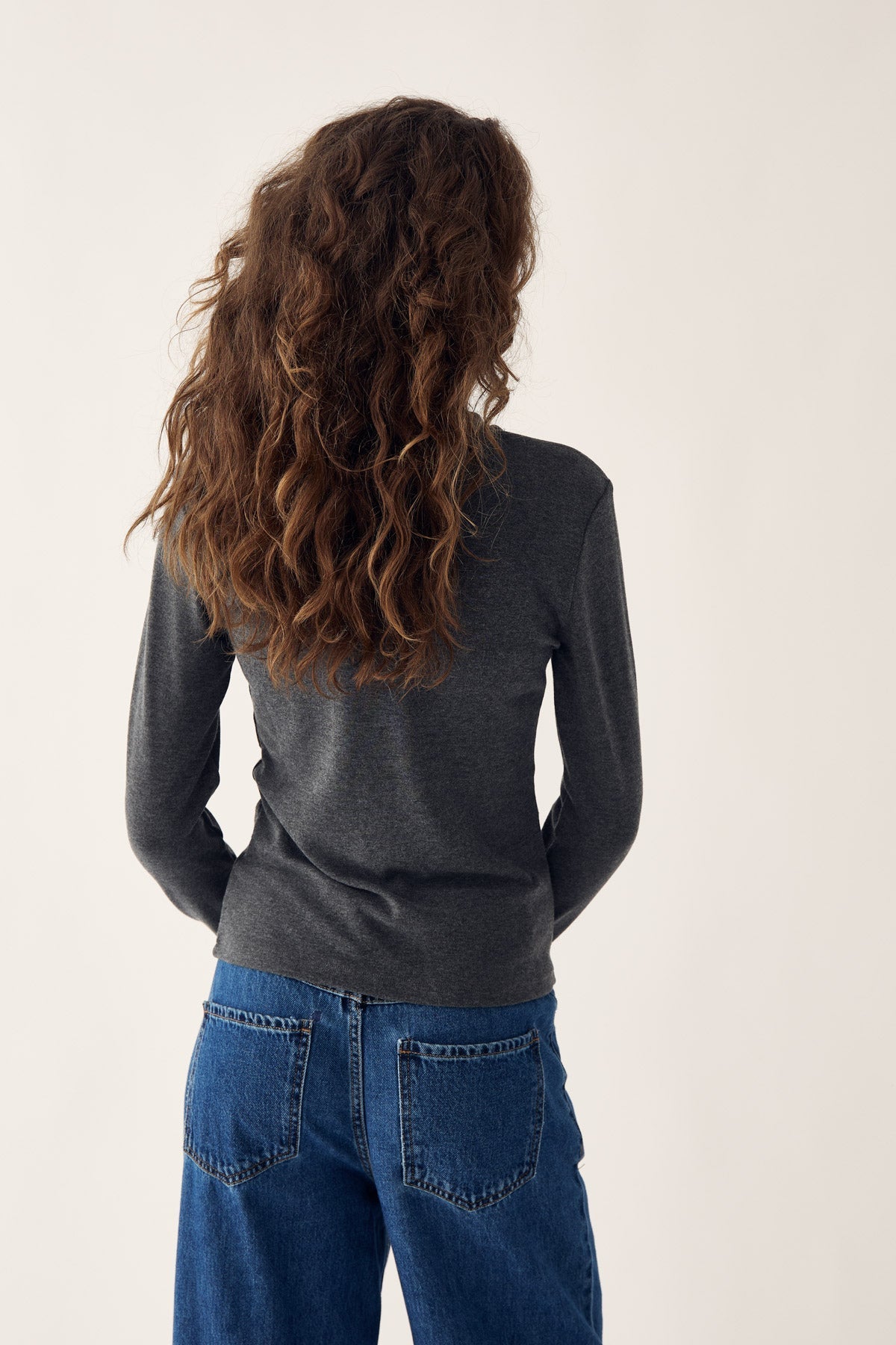 Lidie LS Top Dark Grey Melange