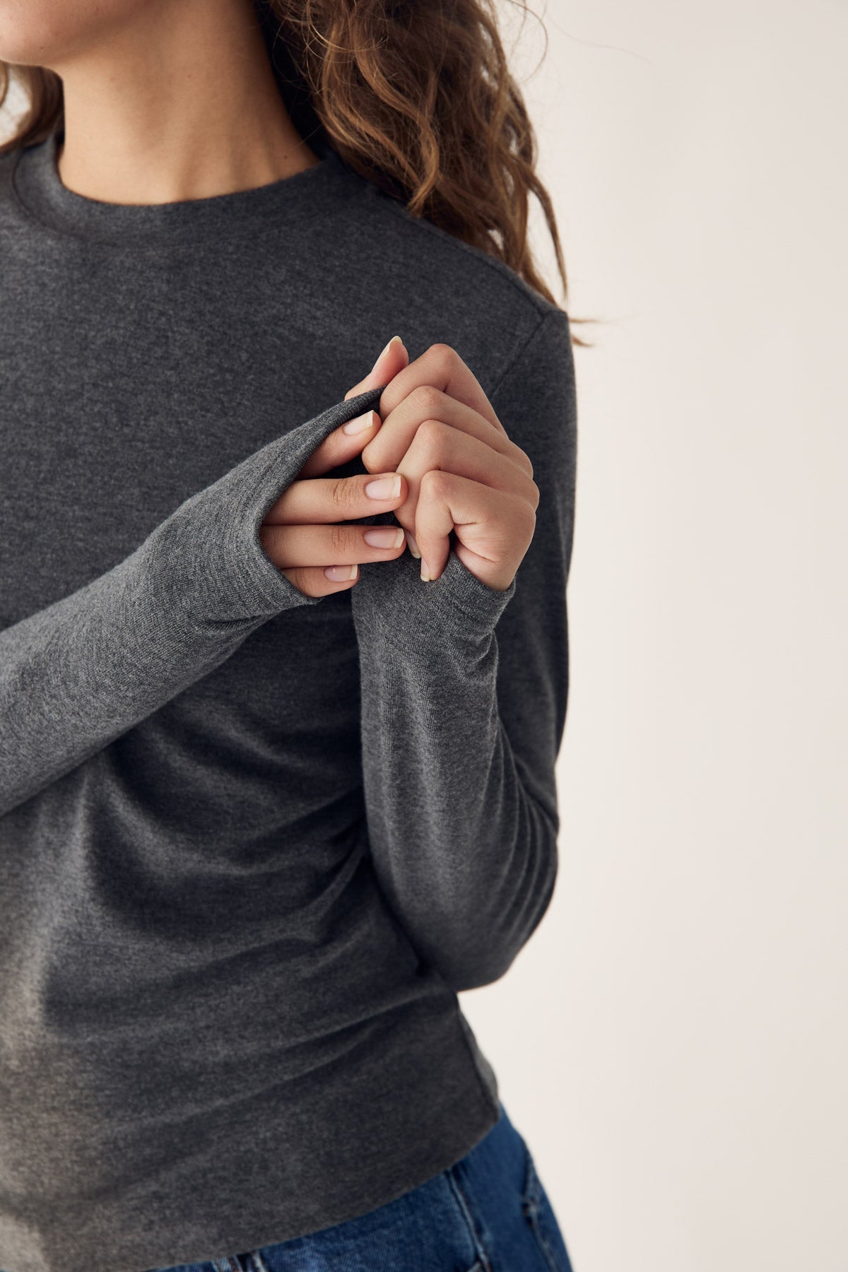 Lidie LS Top Dark Grey Melange