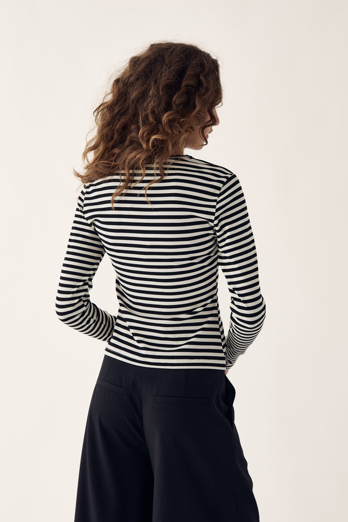 Luana Top Ivory Black Stripe