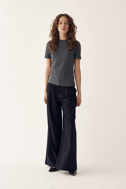 Lidie SS Top Dark Grey Melange