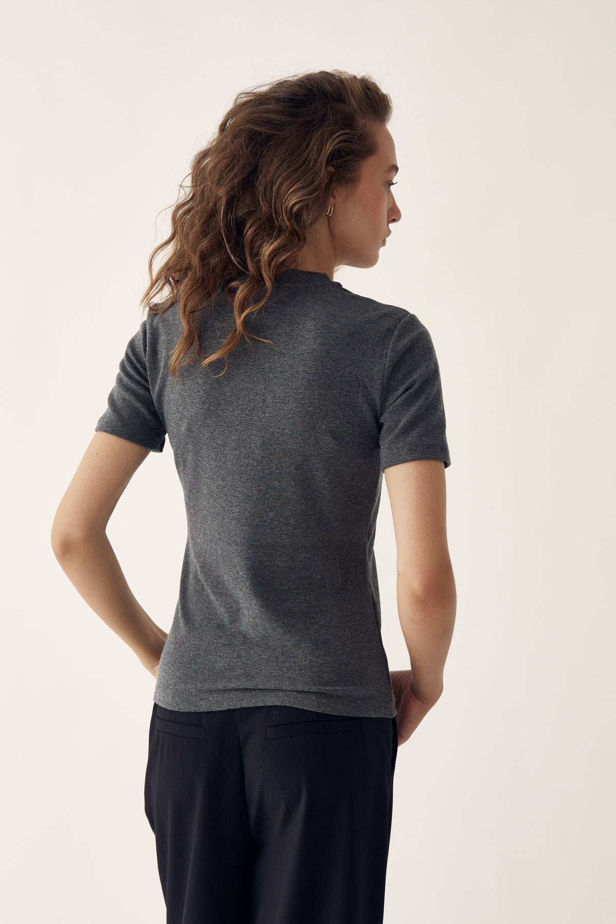 Lidie SS Top Dark Grey Melange