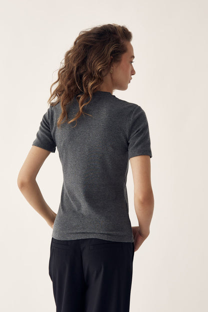 Lidie SS Top Dark Grey Melange