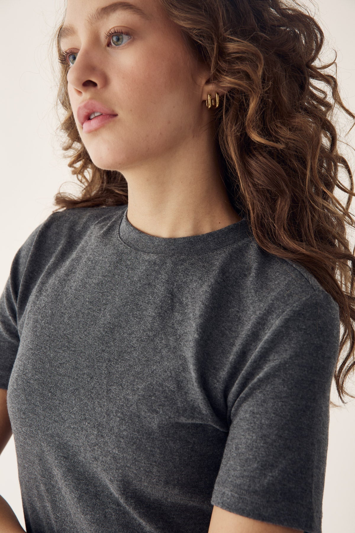 Lidie SS Top Dark Grey Melange