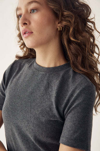 Lidie SS Top Dark Grey Melange