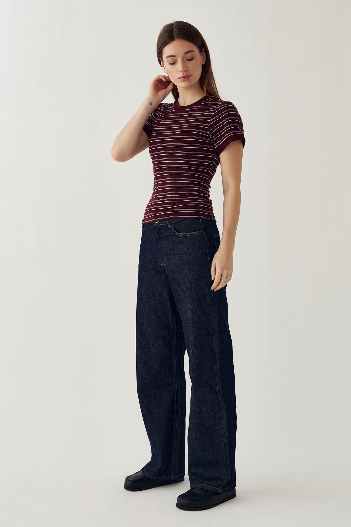N-Mykel Top Dizzy Burgundy Stripe