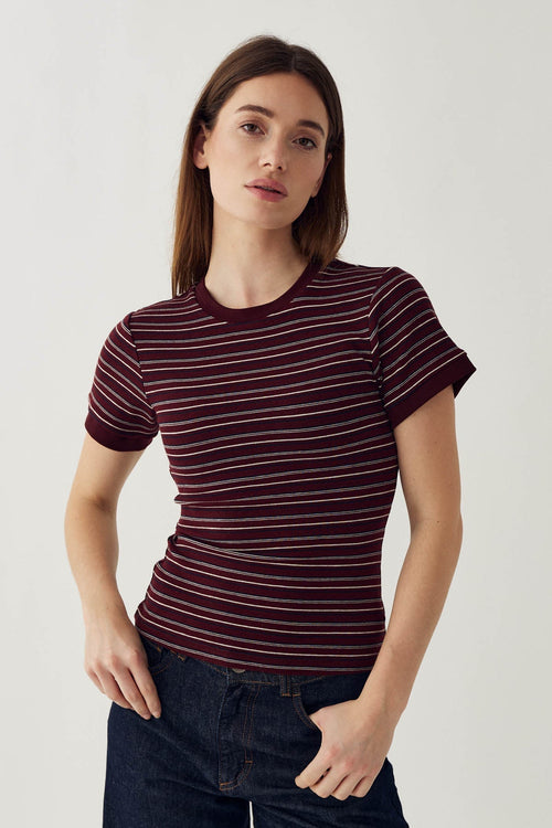 N-Mykel Top Dizzy Burgundy Stripe