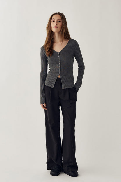 N-Melvie Top Medium Grey Melange