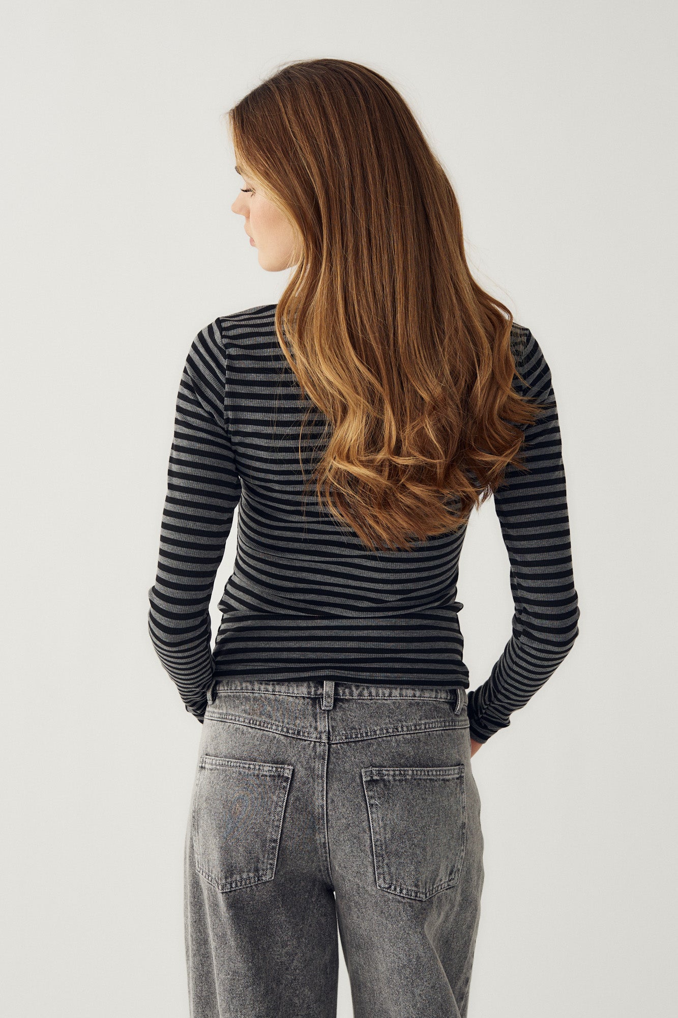 Luana Top Charcoal Mel. Black Stripe