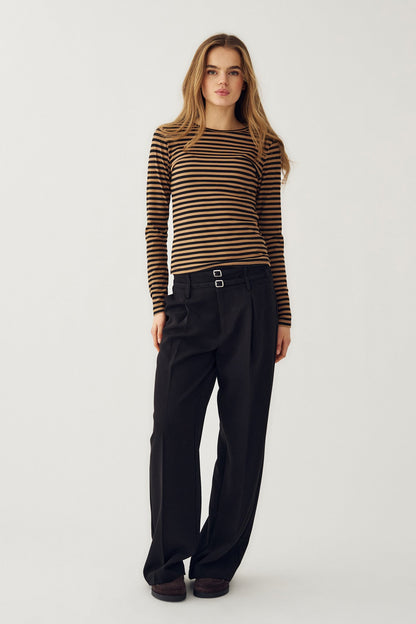 Luana Top Dark Sand Black Stripe