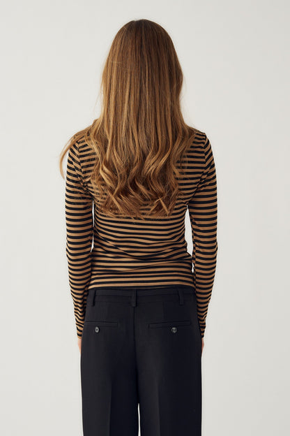 Luana Top Dark Sand Black Stripe