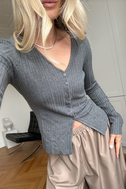 N-Melvie Top Medium Grey Melange