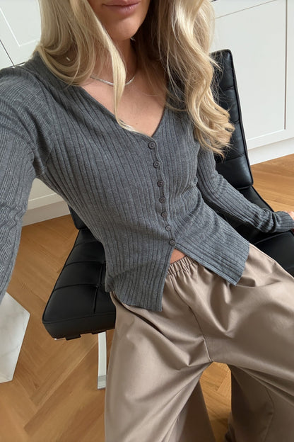 N-Melvie Top Medium Grey Melange