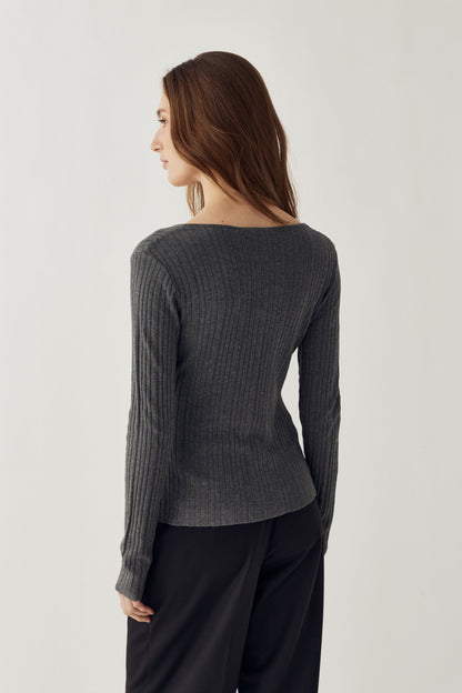 N-Melvie Top Medium Grey Melange