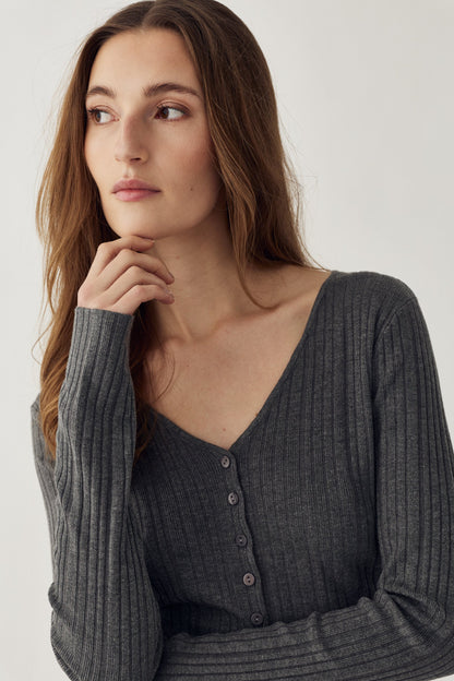 N-Melvie Top Medium Grey Melange