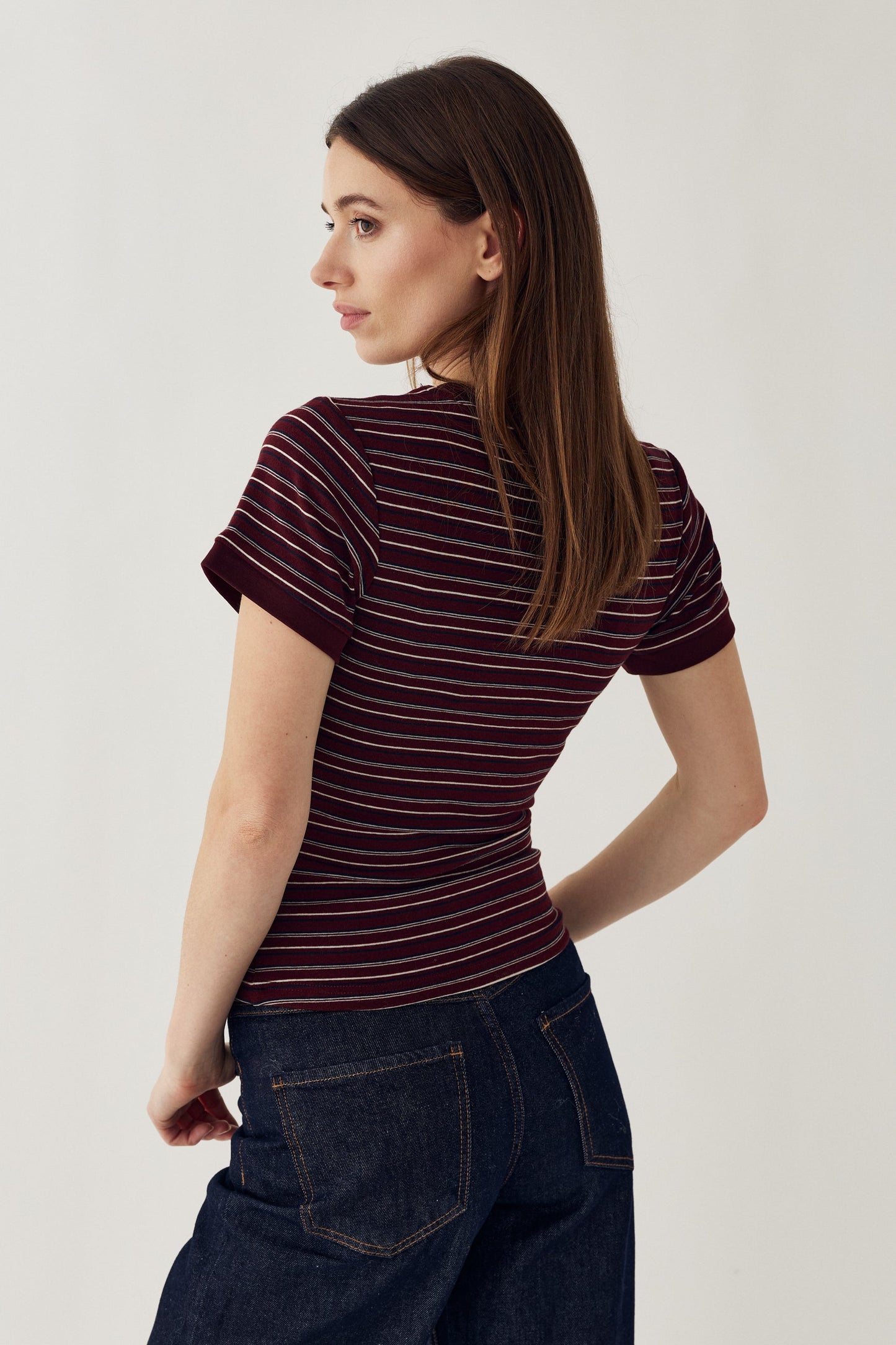 N-Mykel Top Dizzy Burgundy Stripe