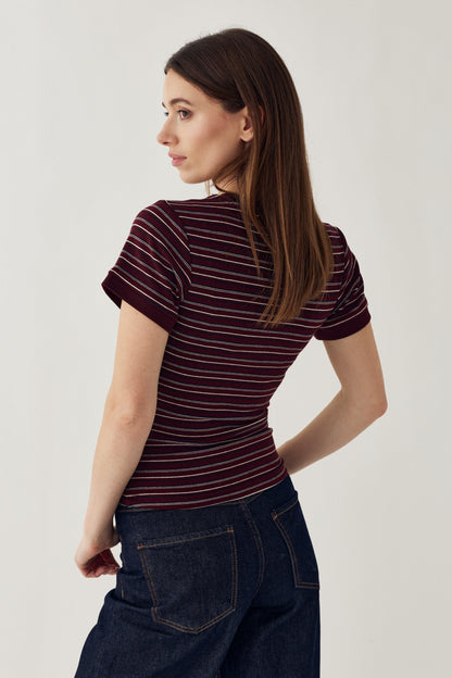 N-Mykel Top Dizzy Burgundy Stripe